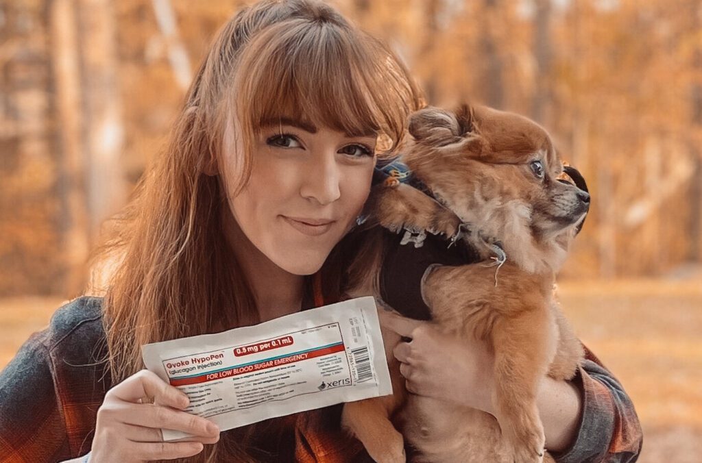 Woman with dog and Gvoke kit