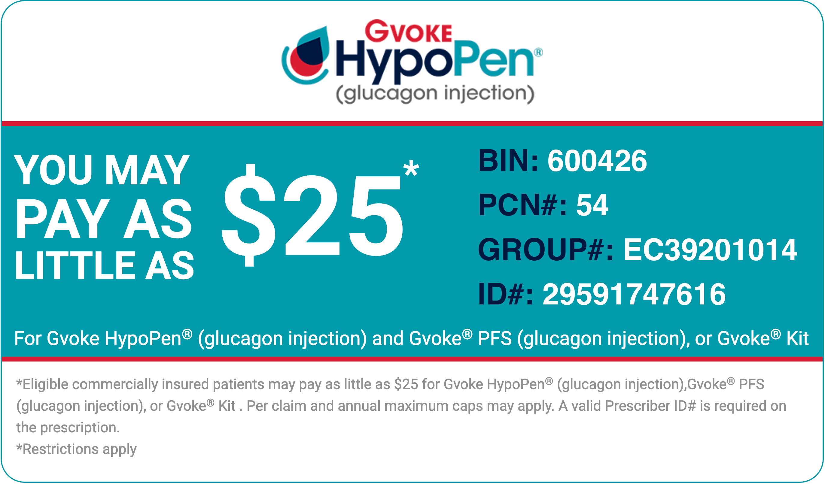 Copay Card Gvoke® (glucagon injection)